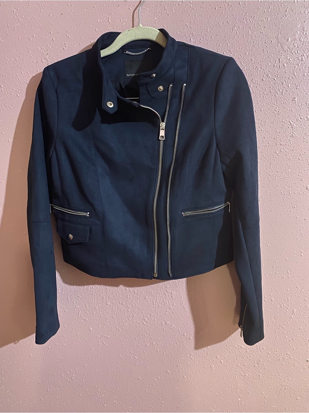 Banana Republic Women's Navy Asymmetric Moto Jacket size small
